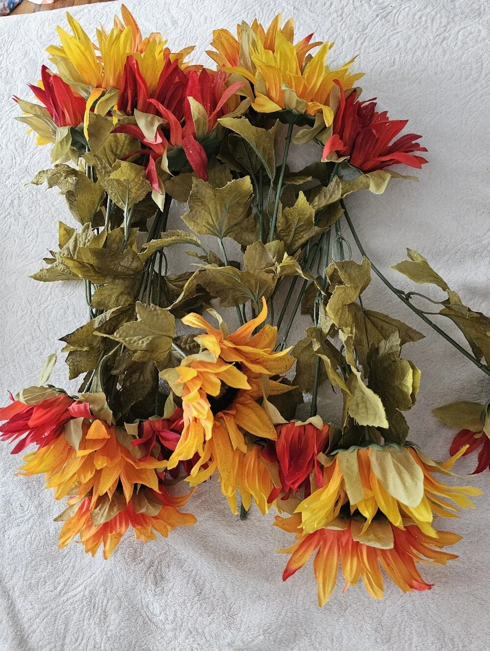 Artificial Sunflower Bouquet in Yellow and Orange - Home Accents